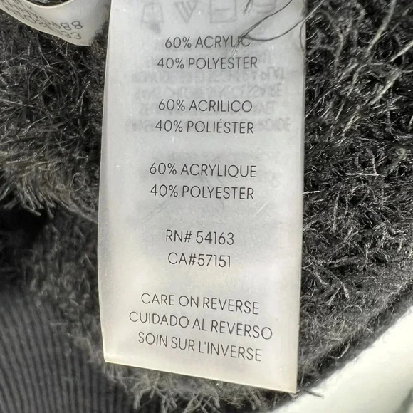 Calvin Klein Womens L Black Fuzzy Textured Knit Sweater Soft Faux Fur Crew Neck - Picture 15 of 16